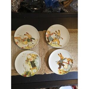 World Market Nestler Vintage Style Bunny‎ Plates Set of 4